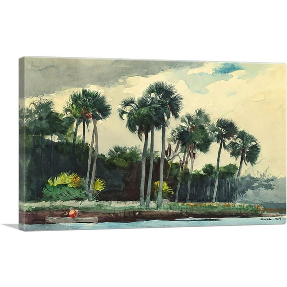 ARTCANVAS Red Shirt Homosassa Florida 1904 Canvas Art Print by Winslow Homer - Size: 26" x 18" (0.75" Deep)