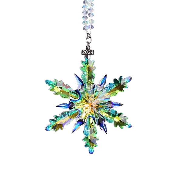 Car Mirror Hanging Accessories, 4 in Crystal, Snowflake Decor, Rear View Mirror Hanging Accessories, Auto Interior Accents, 2026 Dated, Iridescent Finish, 1 Pc