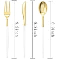 thumbnail image 2 of 96 Pcs Gold Plastic Silverware, Gold Plastic Utensils with White Handle, Cutlery Set Disposable Includes: 32 Knives, 32 Plastic Spoons And 32 Forks for Wedding And Party, 2 of 7
