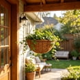 thumbnail image 3 of Diceymbol Round Hanging Planter with Coconut Fiber Liner Eco-Friendly Coir Basket for Indoor/Outdoor Plants, Breathable Air Pruning Pot with Chain for Ferns, Flowers & Herbs 8In, 3 of 7