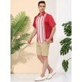 thumbnail image 4 of Lars Amadeus Camisa de manga corta con botones y estampado de bloques de colores irregulares para hombre rojo blanco S Unique Bargains Camisa, 4 of 6
