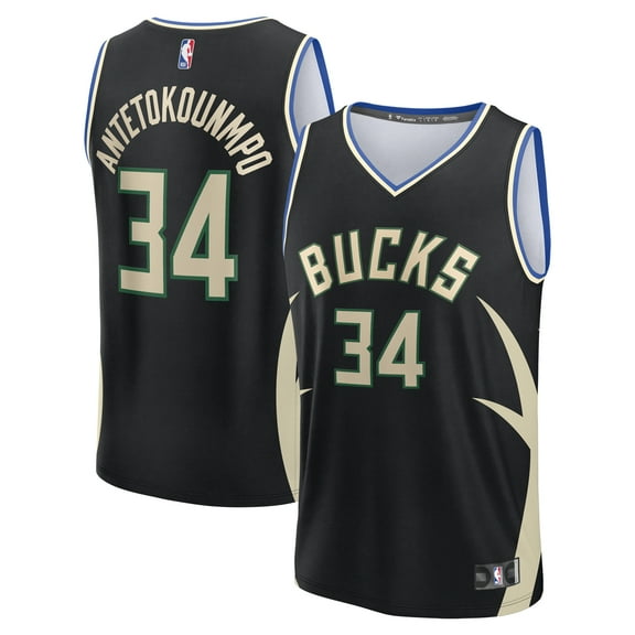 Men's Fanatics Giannis Antetokounmpo Black Milwaukee Bucks Fast Break Replica Player Jersey - Statement Edition