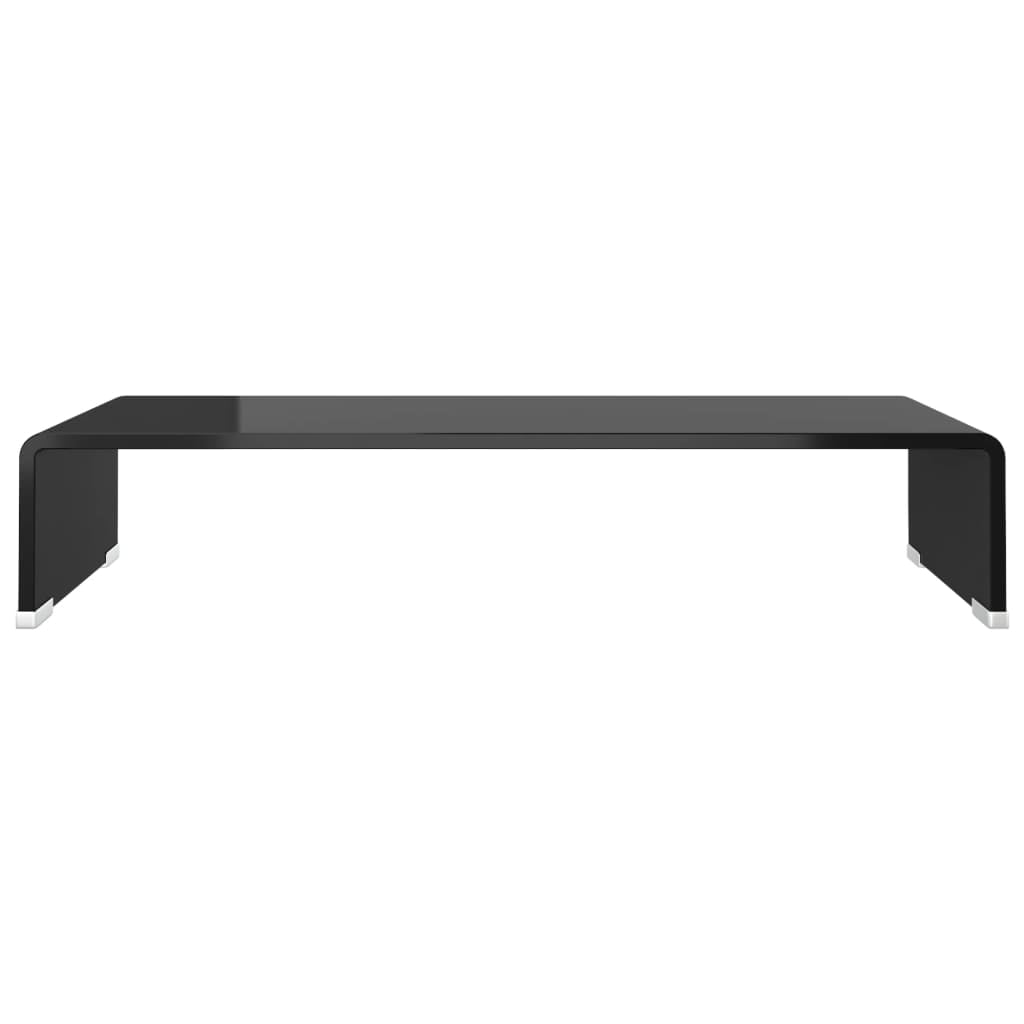 Kepooman Modern Rectangle Glass Computer LCD Desktop Shelf for Bedroom, 23.6" x 9.8" x 4.3", Black Kepooman Modern Rectangle Glass Computer LCD Desktop Shelf for Bedroom, 23.6" x 9.8" x 4.3", Black