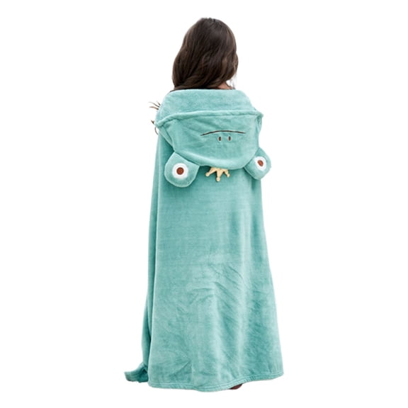 AWZXDE Boys Hooded Bathrobe Coral Towel Wrap Toddler Swim Drying Cover Up Mint Green,S