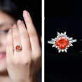 thumbnail image 3 of Rosec Jewels Lab Grown Orange Sapphire Engagement Ring with Halo - 8 mm - Sapphire Diamond Ring - AAAA Grade - with Jewelry Box, 10K White Gold, US 8.00, 3 of 9