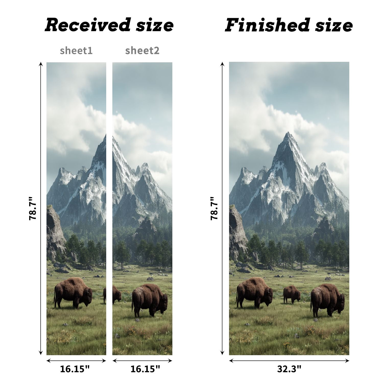 Self Adhesive Vinyl Refrigerator Wrap Set American Buffalo Door Mural Removable Fridge Sticker Peel and Stick&nbsp;Full Door Cover Decal Kitchen Bar Decor