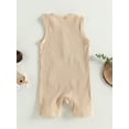 thumbnail image 5 of Wassery Baby Boy Girls Cotton Clothes Baby Romper Outfits 3 6 9 12 18 24 Months Infant Casual Solid Rib Sleeveless Romper Jumpsuit Boho Unisex Baby Clothes, 5 of 9