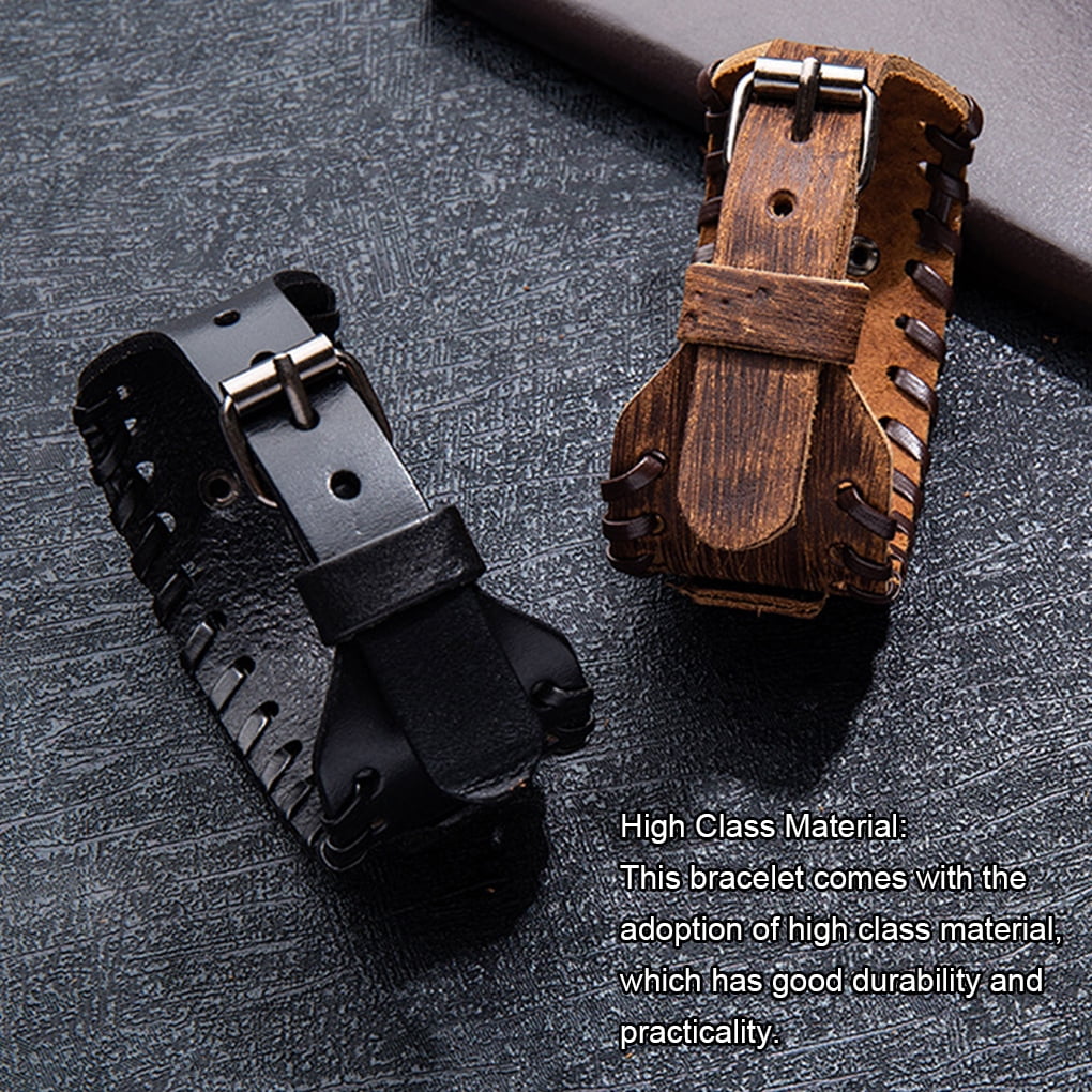Leather Wristband Wide Wristbands Leather Cuff Bracelet Stylish