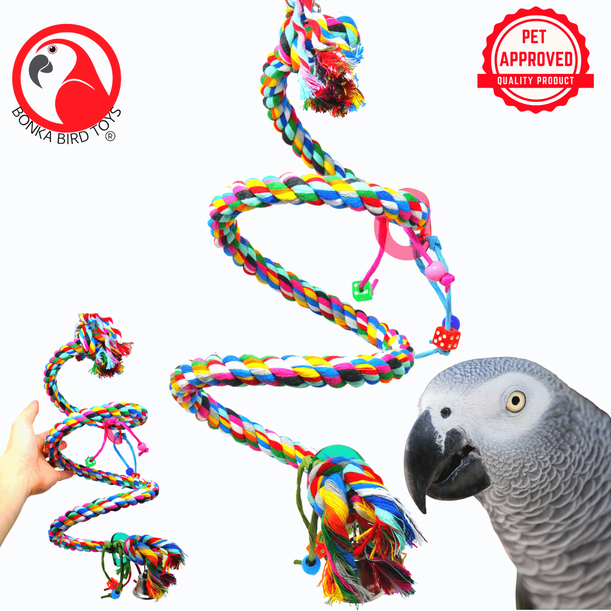 Bonka Bird Toys 1960 Medium Rope Coil Boing Charm Swing
