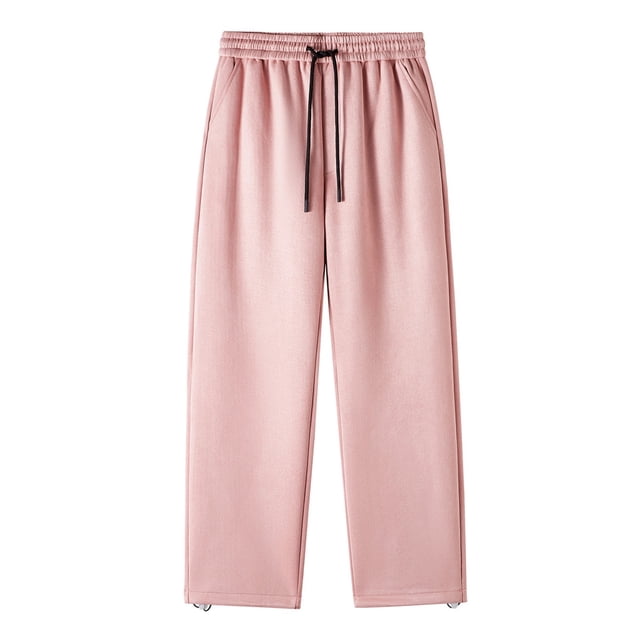 WEAIXIMIUNG Running Pants Men Men's Casual Pants Solid Color Suede Straight Pants and Pants