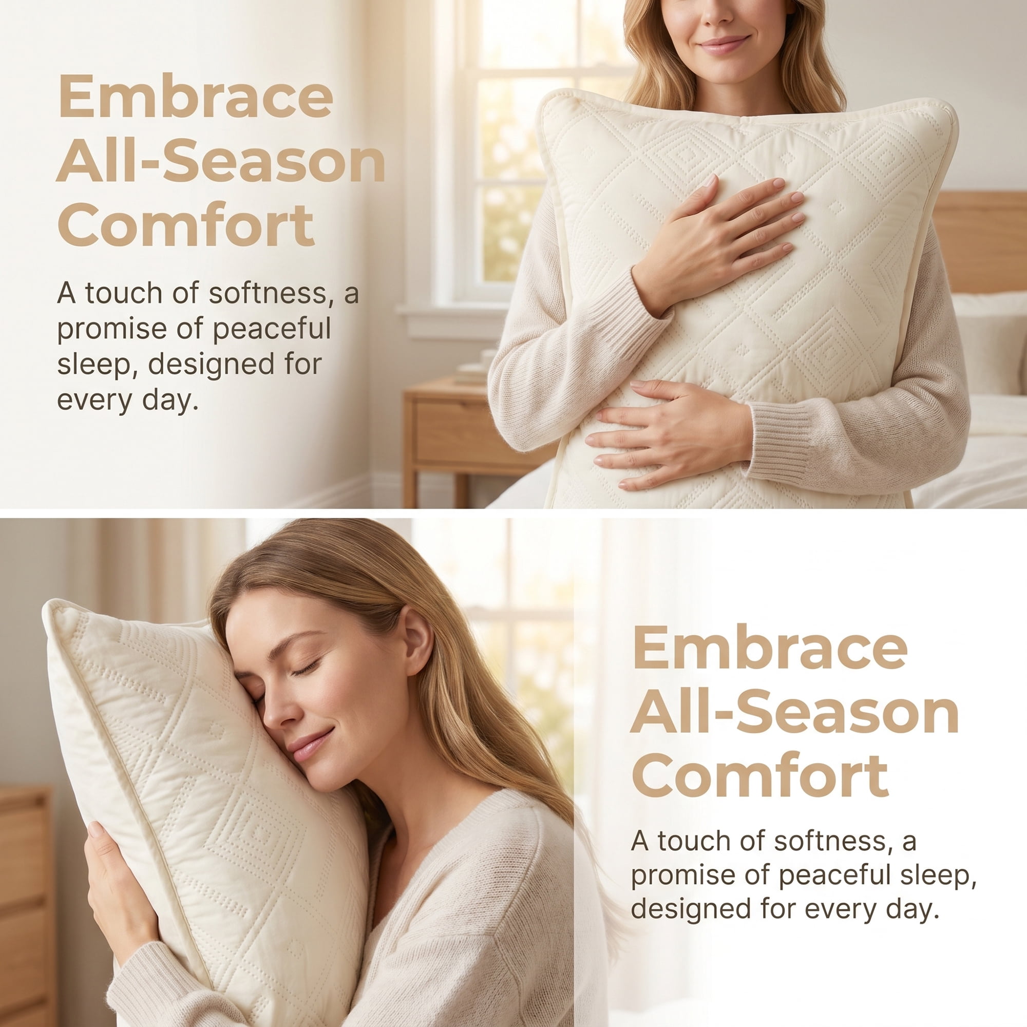 Unique Bargains Pillow Protectors 2 Pack, Quilted Polyester Throw Covers Beige 19"x29"