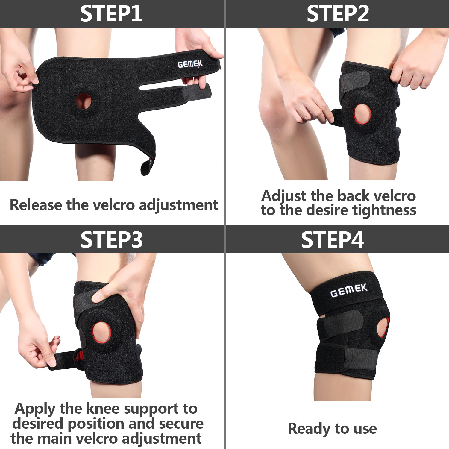 GEMEK Adjustable Compression Knee Patellar Tendon Support Brace for Men ...