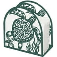 thumbnail image 1 of Servilletero de papel metálico con forma de tortuga verde para mesa, diseño de estrellas de mar y algas, 1 of 9