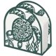 thumbnail image 1 of Servilletero de papel metálico con forma de tortuga verde para mesa, diseño de estrellas de mar y algas, 1 of 9