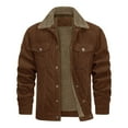 thumbnail image 3 of SWSMCLT Men's Long Sleeve Top Sherpa Fleece Lined Jacket Snow Cozy Thick Casual Jackets Corduroy Fashion Fall Winter Snap On Brown Medium, 3 of 3