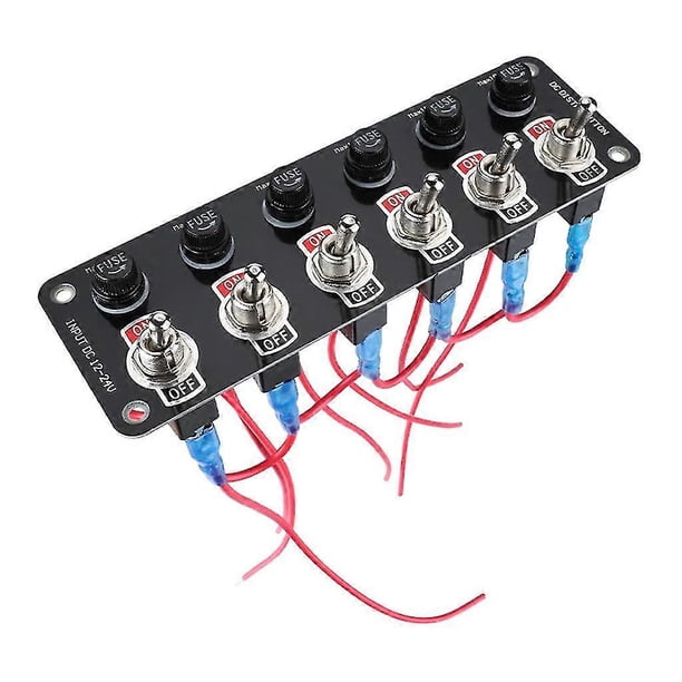 Panel de interruptores basculantes de 6 posiciones, 12-24 V, interruptor de palanca de encendido y apagado con fusibles de 10 A, p202411261070