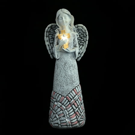 WORGEOUS Angel Statue Props Solar Cross 26.00X10.00X7.00CM Grey