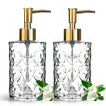 thumbnail image 1 of ALIMOTA 2 Piezas Dispensador de Jab&oacute;n de Vidrio 330ml, Bomba Dorada de Lujo con Dise&ntilde;o de Diamante Tallado, Jabonera Elegante para Cocina, Ba&ntilde;o, Lavamanos, Champ&u, 1 of 7