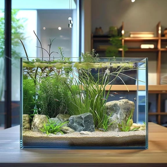 5 Gallon Glass Fish Tank, Easy to Maintain Small Aquarium for Betta/Goldfish/Snails/Shrimp and Aquatic Planting.