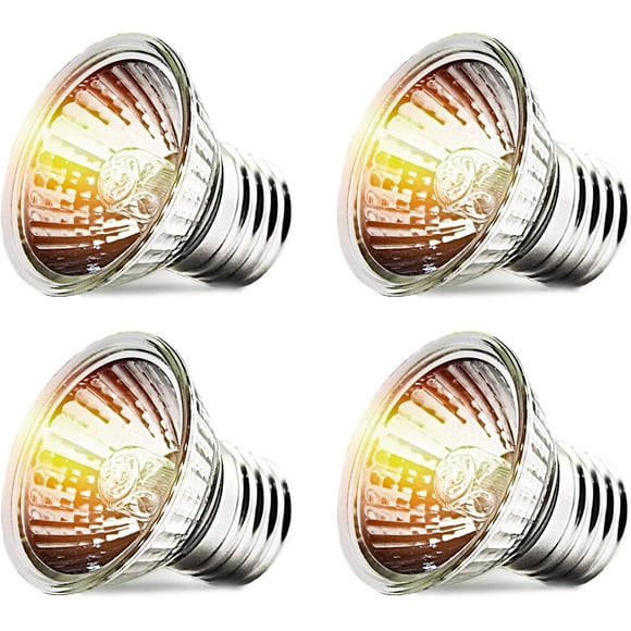 4 Piece 75W UVA UVB Reptile Heat Lamp Bulb E26 Base Daylight Basking Reflector Amphibian Terrarium