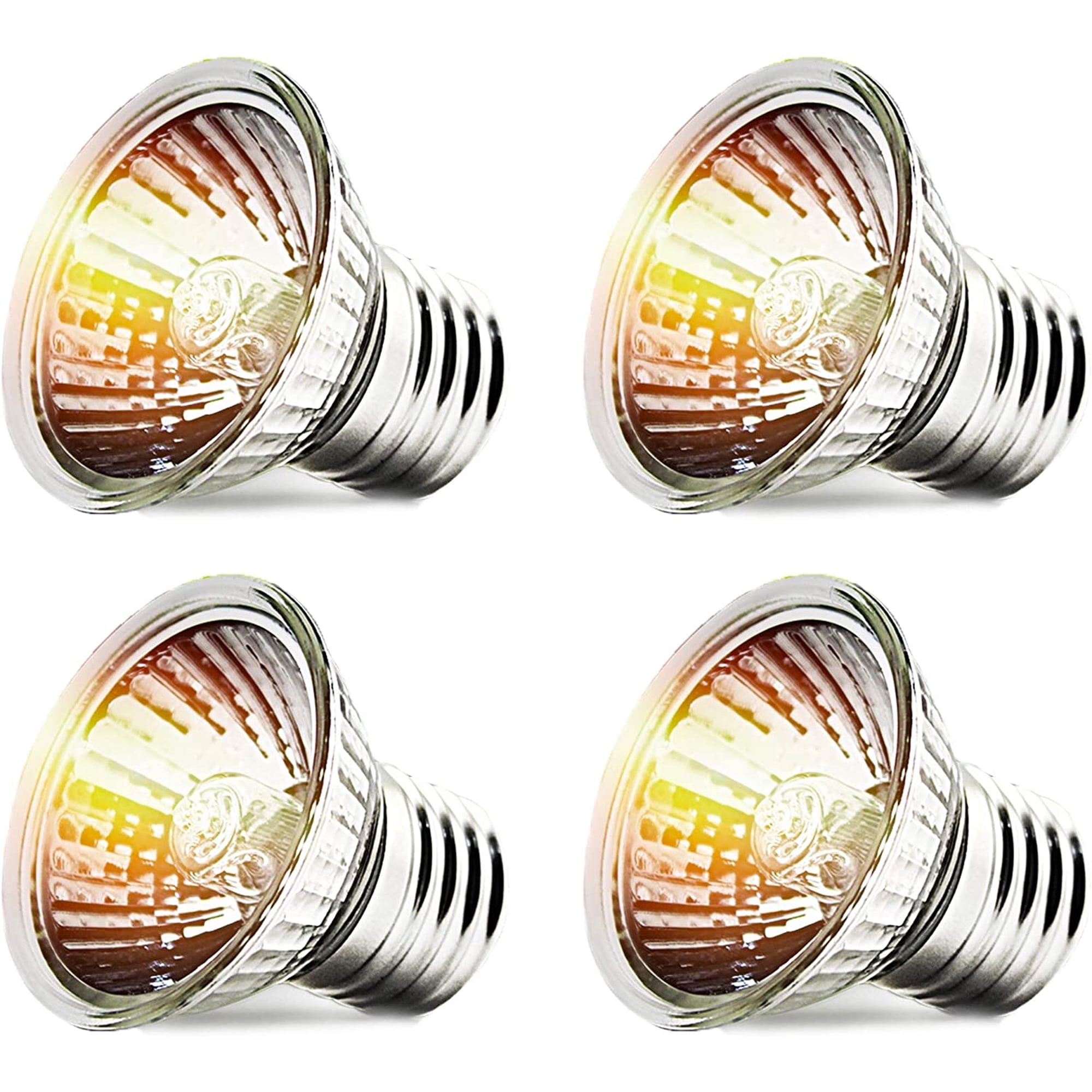 4 Piece 75W UVA UVB Reptile Heat Lamp Bulb E26 Base Daylight Basking Reflector Amphibian Terrarium