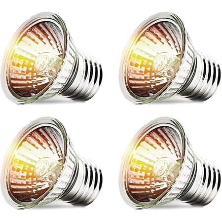 4-Pack 50W UVA+UVB Bulbs | Heat and Light for Reptiles and Amphibian Tanks, Terrariums and Cages | Works with Various Lamp Fixtures