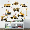 thumbnail image 3 of Construction Vehicles Wall Stickers Trucks Excavator Tractor Wall Decals Kids Bedroom Boys Room Playroom Wall Decor, 3 of 8