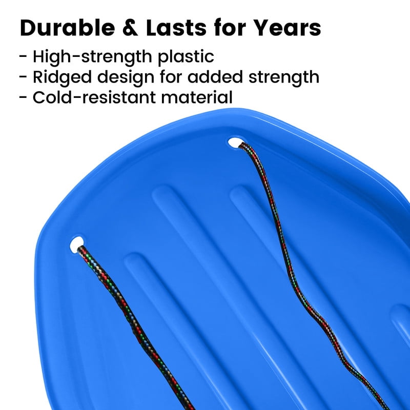 Gamexcel 48-Inch Durable Downhill Sprinter Toboggan Snow Sled for Kids, Boys, Girls, and Adults, Featuring Built-in Handles and Pulling Rope - Blue