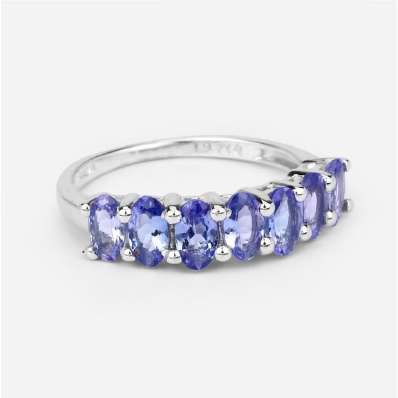 Mooneye Seven Stone 5X3mm Oval Tanzanite 925 Sterling Silver Half Eternity Valentines Day Gifts Ring