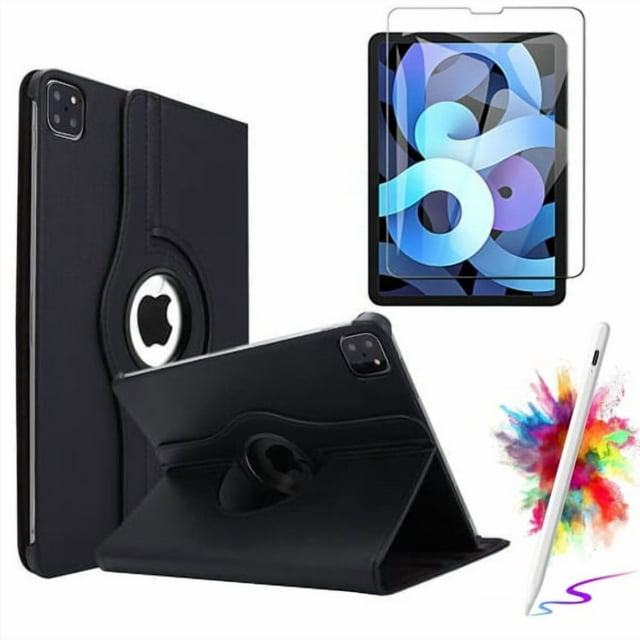 Case With Screen Protector With Stylus Pen for iPad Pro 11 inch Case (M5/M4) 2025/2024, Powerful Magnetic Attachment, Slim Rotating Stand Case Auto Wake/Sleep, Black
