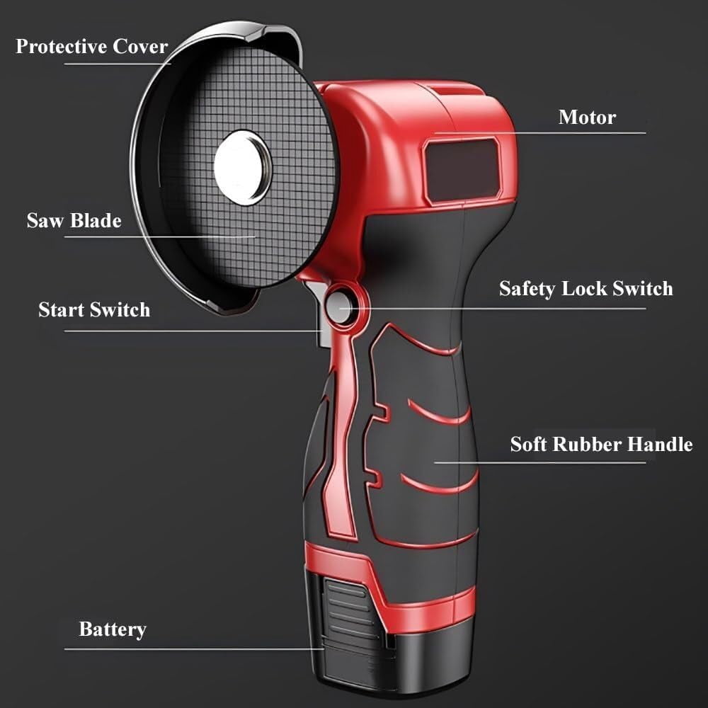 Cordless Grinder Handheld Cutter Kit - 28000rpm Mini Electric Angle Grinding Tool with Batteries and 6-Cutting Discs