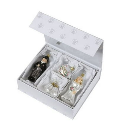 ... Glas Wedding Day Bride and Groom German Glass Ornament Gift Set of 4