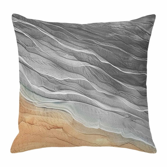 Pillow Covers 16x16 Inch, Grey Ombre Coastal Linen Pillowcase with Invisible Zipper, Summer Nautical Beach Ocean Seaside Decorative Throw Pillow Covers Cushion Case for Couch Sofa Bed Living Room