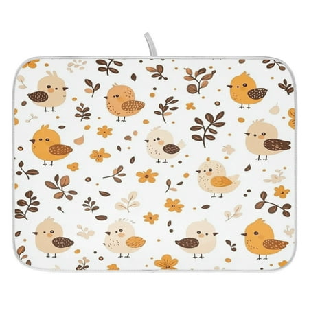 

Flowers and Birds Pattern Dish Drying Mat for Kitchen Quick Drying Absorbent Soft Durable 16 x 18