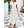 thumbnail image 4 of Vestido de verano KIRUNDO 2025, cuello en V, plisado, holgado, blanco, 4 of 9
