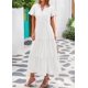 thumbnail image 4 of Vestido de verano KIRUNDO 2025, cuello en V, plisado, holgado, blanco, 4 of 9