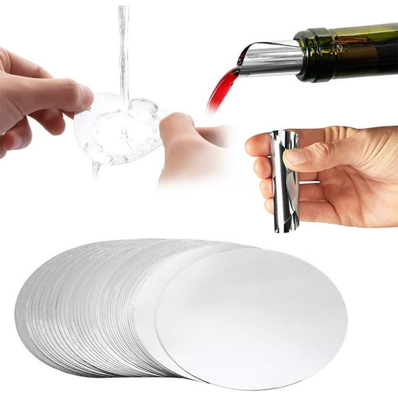 NOGIS Wine Pourer Disc, Silver Wine Pourer Reusable Wine Bottle Pouring Disc 50Pcs Thin Drip Stop Pour Spout Card for Wine Beverage Beer Liquid Dispenser