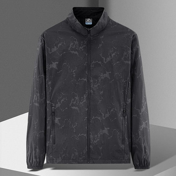 Gamivast UPF Shirt for Men Stand Collar Summer Jacket Lightweight Jacket Crinkled Skinny Coat Full Zip Outdoor Running Cycling Beach Vacation Top
