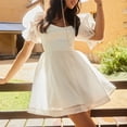 thumbnail image 2 of Mini vestido de señora Vestido informal con mangas abullonadas sólidas Vestido de fiesta cómodo Vestidos de noche Hugtrwg  Para estrenar, 2 of 7