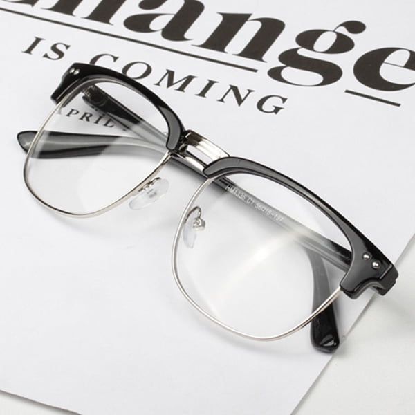 New Vintage Classic Half Frame Semi-Rimless Clear Lens Glasses … 