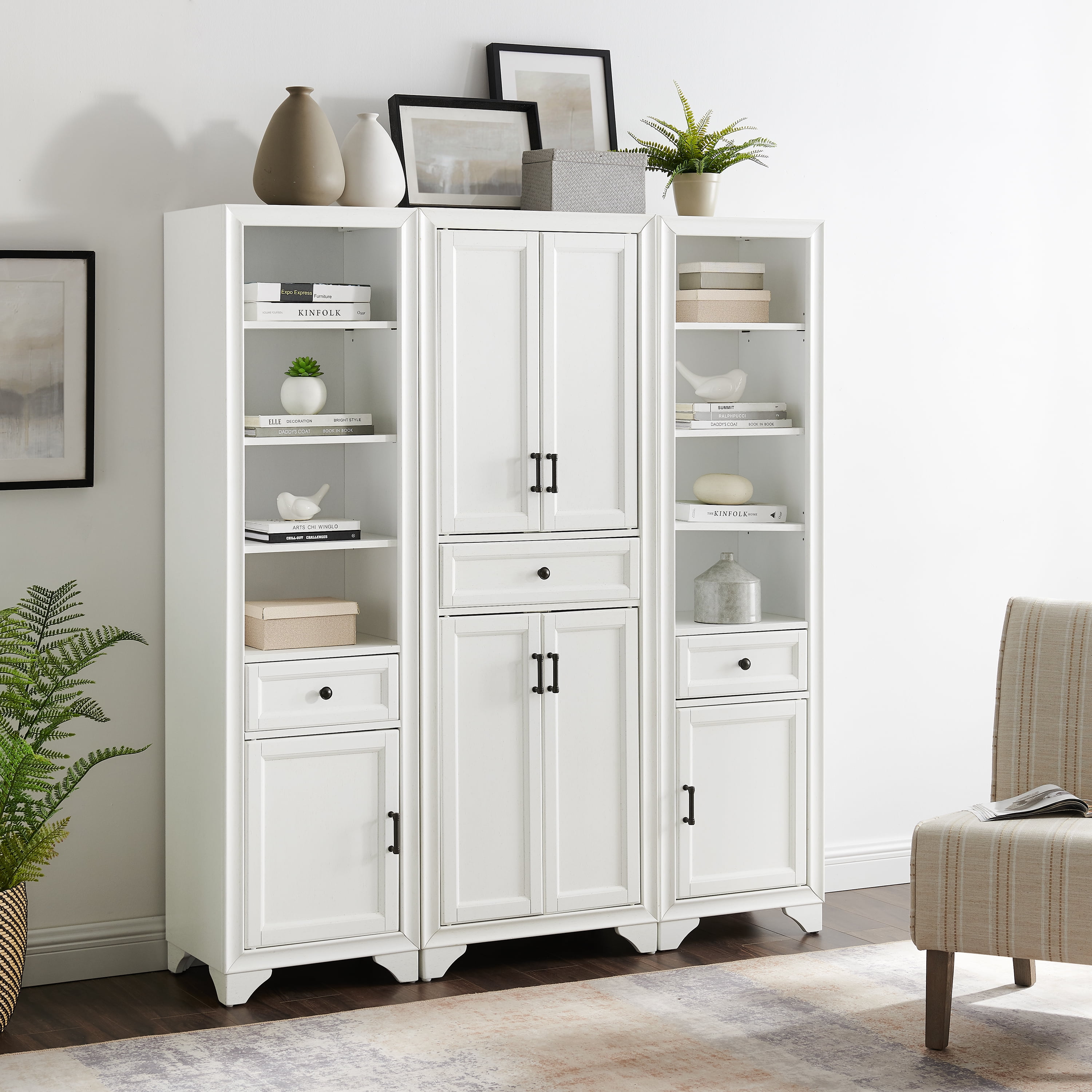 Crosley Furniture Tara 3-Piece Pantry Storage Cabinet Set with Shelves, Kitchen, Dining, or Laundry Room