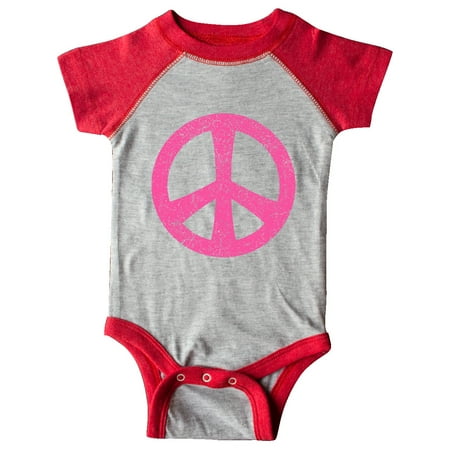 

Inktastic Peace Sign Pink Retro Gift Baby Girl Bodysuit