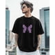 thumbnail image 5 of Camisetas de manga corta con mariposas moradas y negras para hombre, camisetas de cuello redondo, 5 of 8