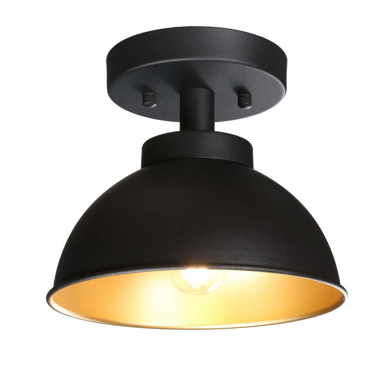 Pathson Light Industrial Close to Ceiling Light Metal Bowl Shade for Living Room Bathroom