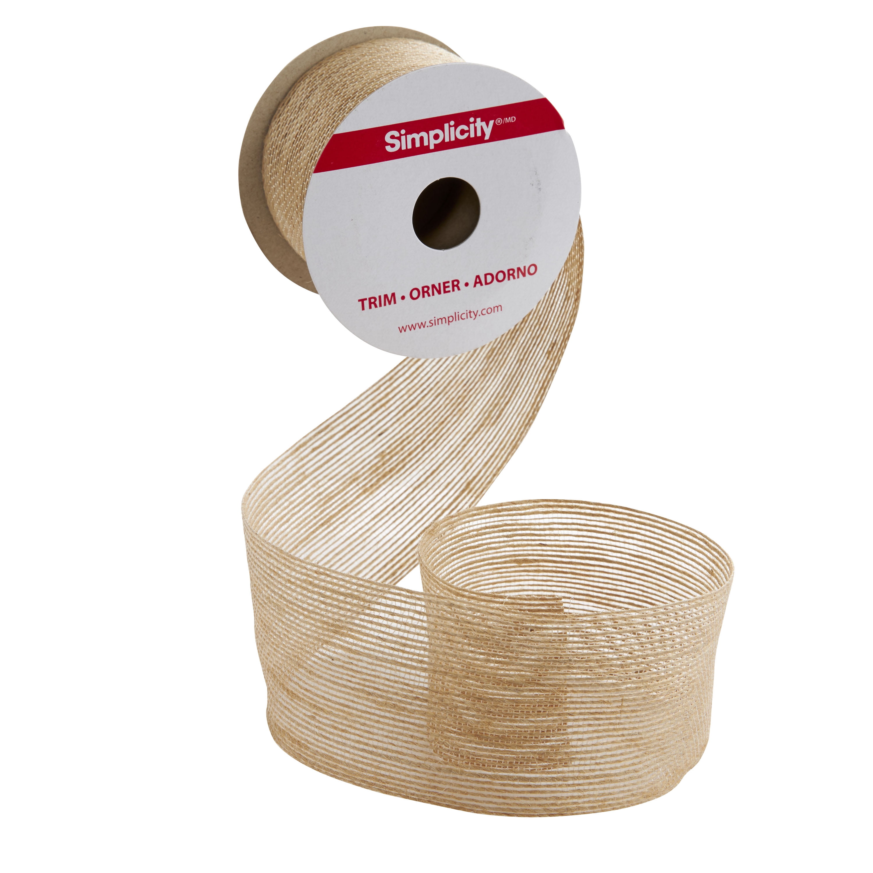 (2 pack) Simplicity Trim, Natural 2 inch Jute Natural Stripe trim great for apparel, costumes, home decorating, and crafts, 3 Yards, 1 Each