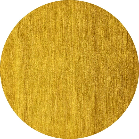 Ahgly Company Indoor Round Abstract Yellow Modern Area Rugs, 6' Round