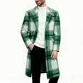 thumbnail image 7 of Business Casual Peacoats for Men with Pockets Long Length Woolen Jackets Mens Trendy Plaid Printed Long Sleeve Button-Down Collared Work Trench Coat, 7 of 7