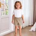 thumbnail image 6 of CQONEPT Boys Girls Shorts Summer Elastic Waist School Uniform Shorts with Pockets 5-14 Years Khaki 1 Years, 6 of 7