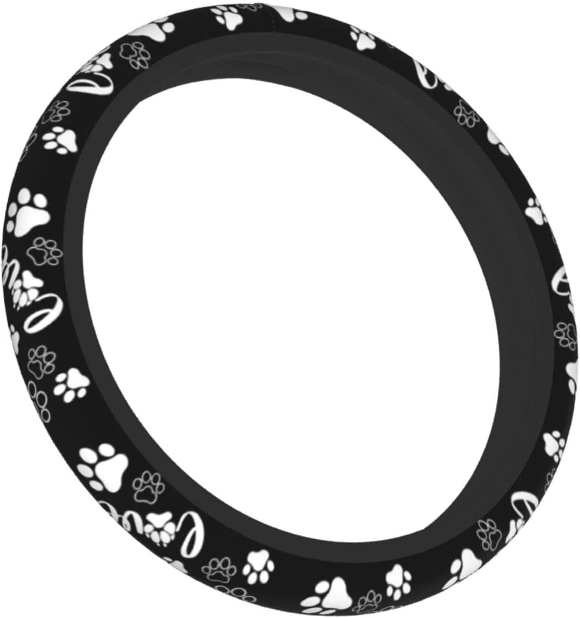 Paw Print Steering Wheel Cover - Dog Paw Print Steering Wheel Cover Dogs Prints Anti-Slip Breathable Universal for 15 Inch Car with 2 Pieces Car Coasters for Men/Women