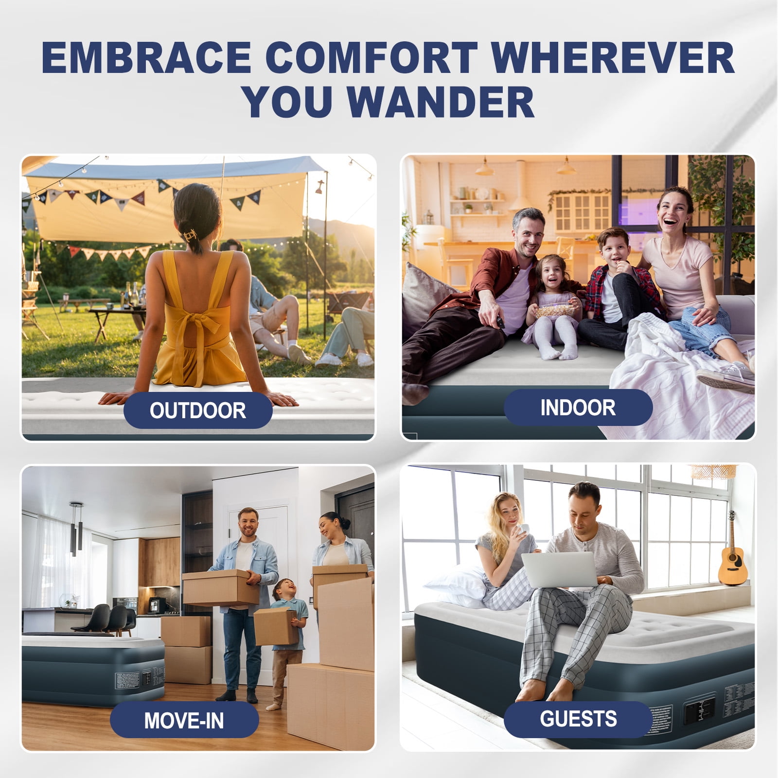 Ktaxon 18" Twin Air Mattress with Built-in Pump, Elevated Inflatable Bed, Two Chamber Airbed for Home Cmaping & Guests, Gray & White